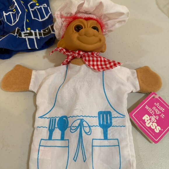 Vintage Russ Berrie Troll Puppet dolls Rare Doctor, Chef, Wizard and Police - Picture 9 of 9